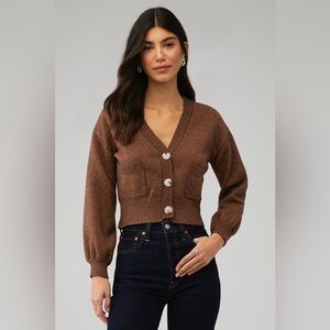 MINKPINK Brown Cropped Cardigan